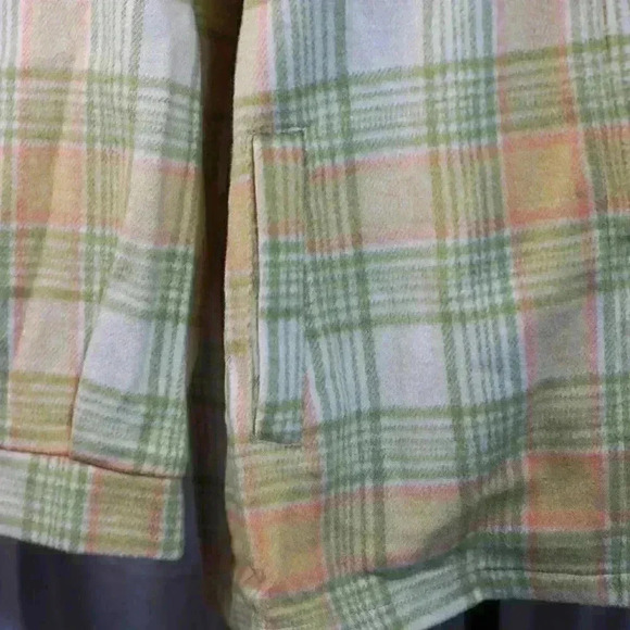 Shein Yellow/Green Plaid Shaket Size L Polyester/Wool Blend - Picture 6 of 12